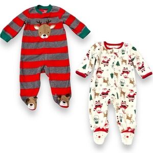 Carter’s Just One You Set of 2 Size 6M One Piece Christmas Fleece Footie Pajamas
